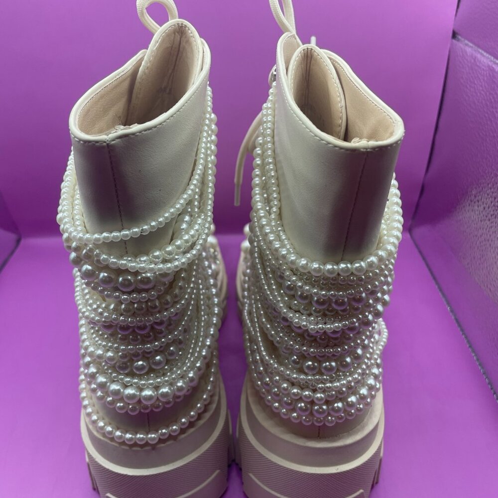 AZALEA WANG PEARL COMBAT BOOTS (7.5) - Picture 5 of 12